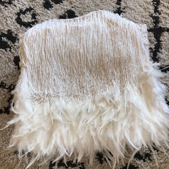 NADINE MERABI Sequin Feather Sara White Co-Ord SKIRT XS 2 - Picture 4 of 11